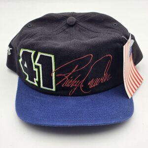 Vintage Ricky Rudd Hat Cap Snap Back Black Blue Racing NASCAR One Size USA 90s